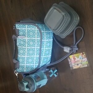 Fit and Fresh insulated lunch tote, includes ice pack, H2O bottle, 2 containers.